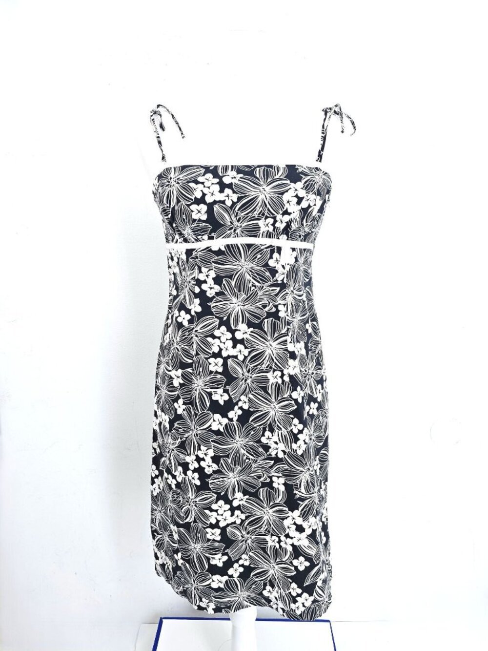 Vintage Y2K Rampage Black White Floral Strappy Umpire Mini Sundress Women S